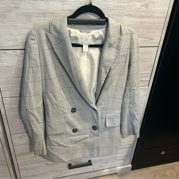 H&M oversized Jacket Blazer with buttons Grey size XS - Picture 2 of 6